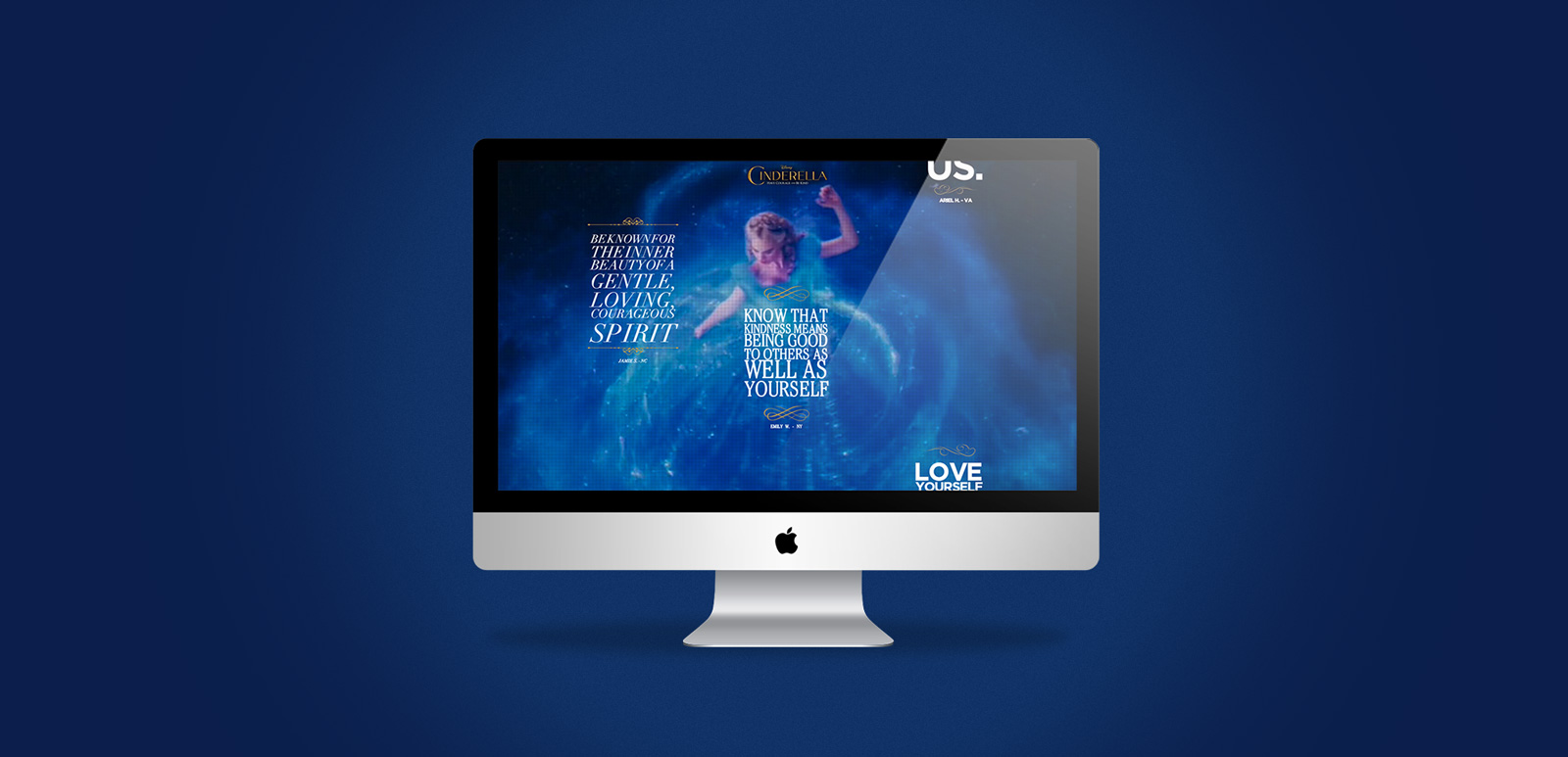 Cinderella Words of Kindness website mockup