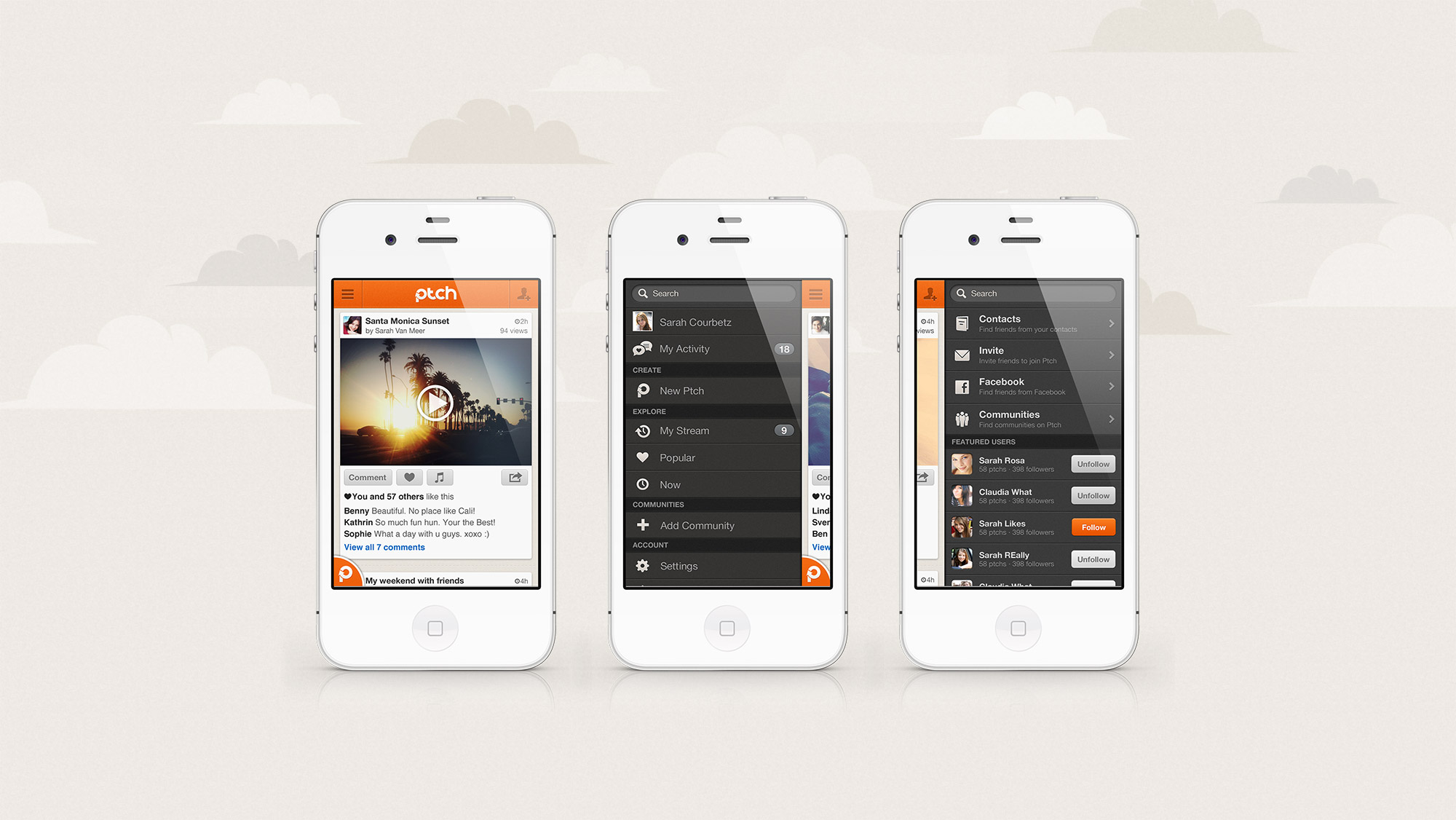 PTCH mobile app mockup