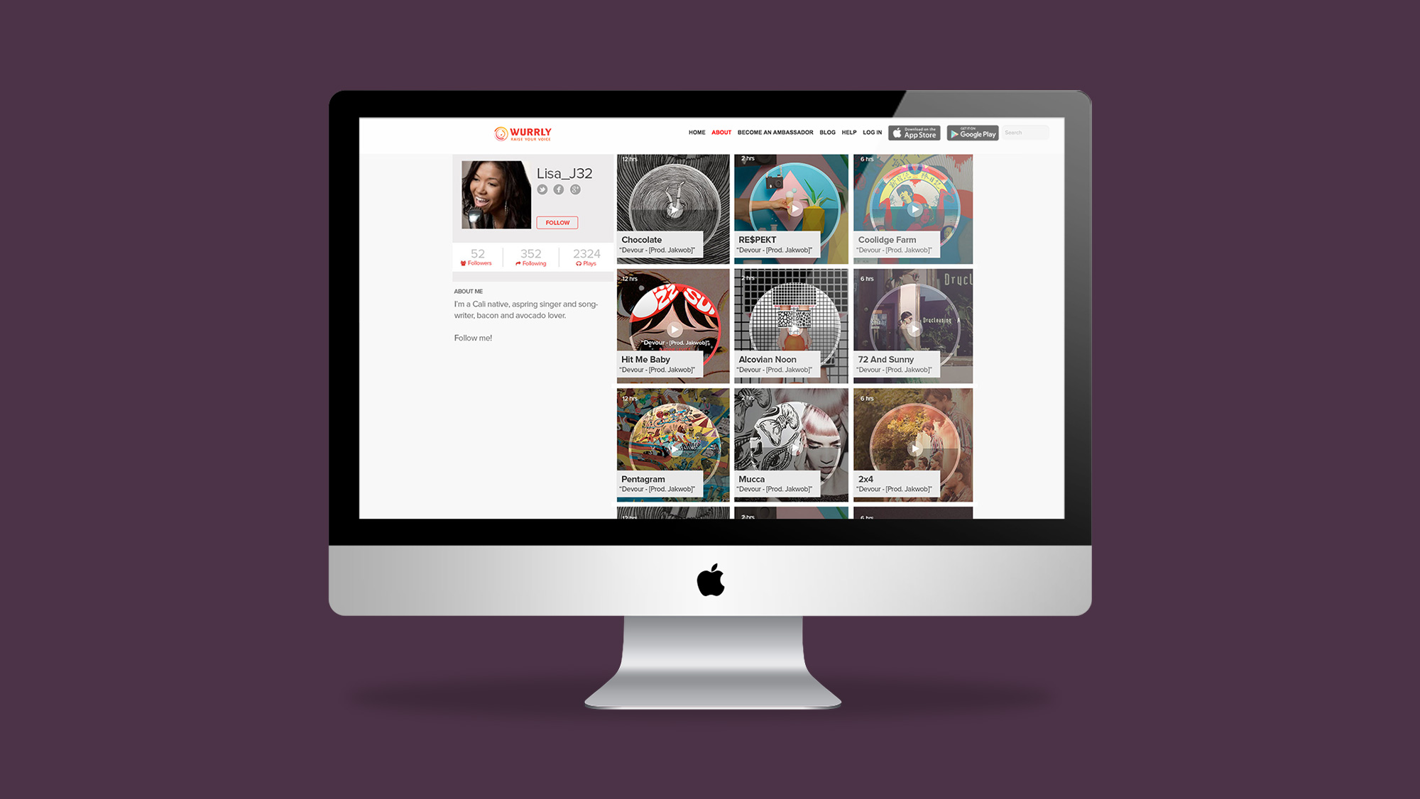 Wurrly mobile app website mockup