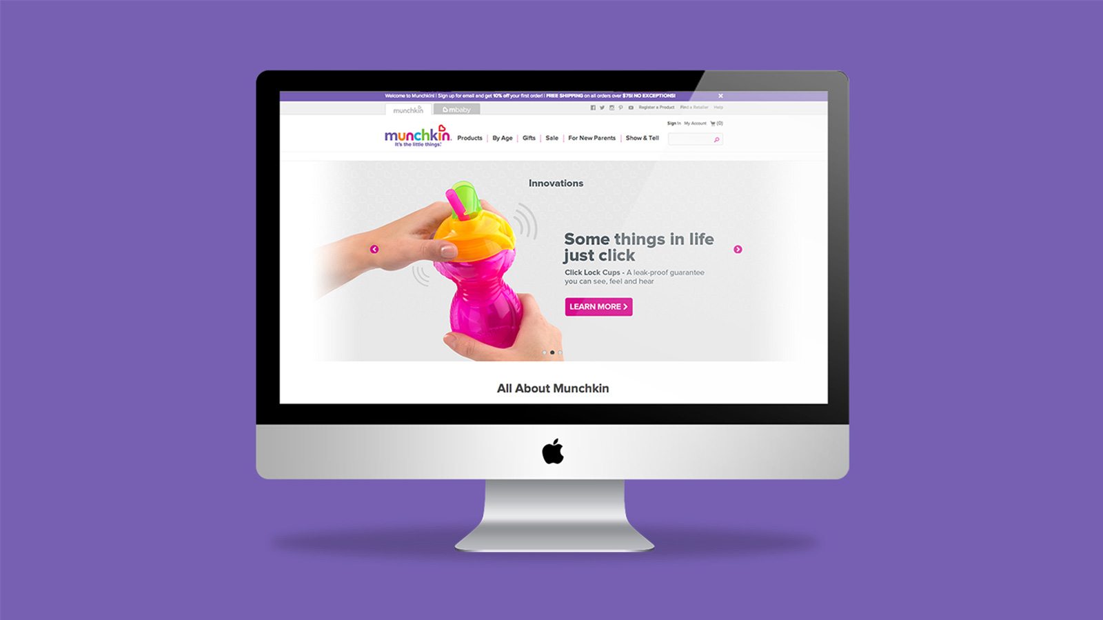 Munchkin ecommerce website mockup