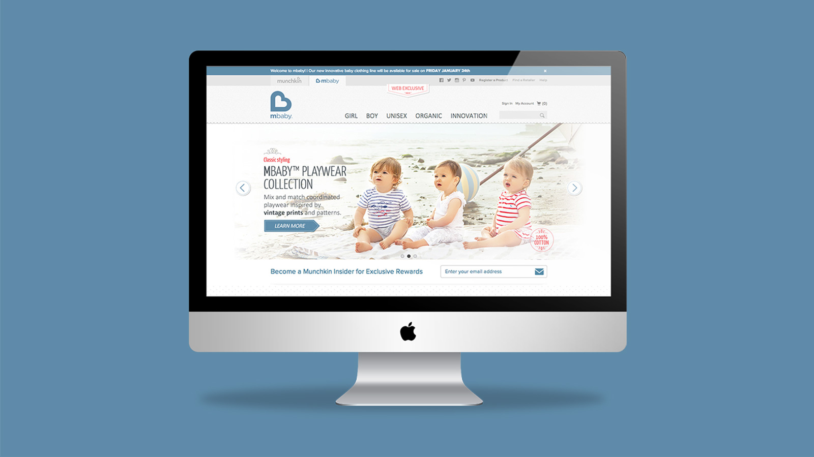 Mbaby ecommerce website mockup