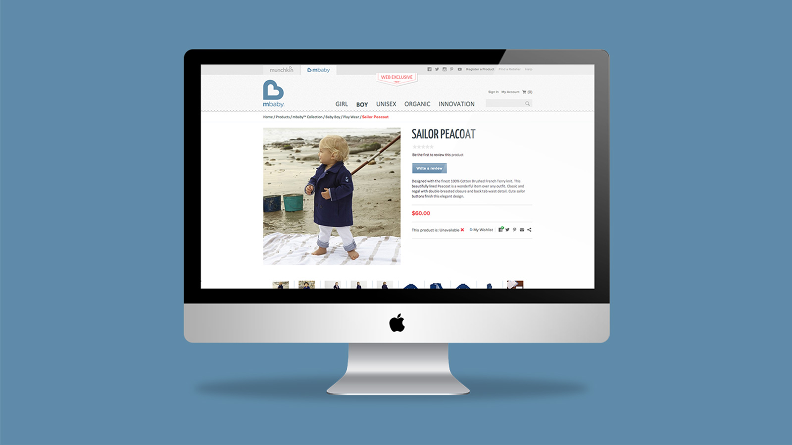 Mbaby ecommerce website mockup