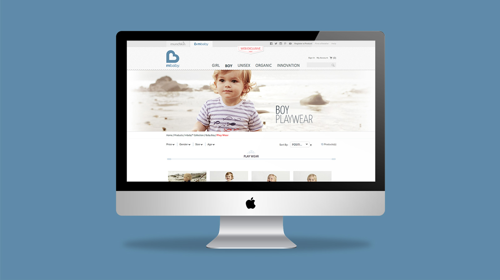 Mbaby ecommerce website mockup