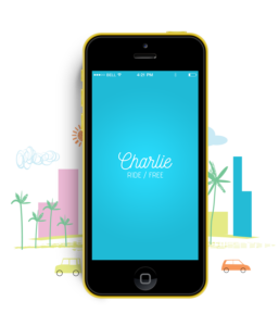 Charlie Ride Free rideshare mobile app mockup