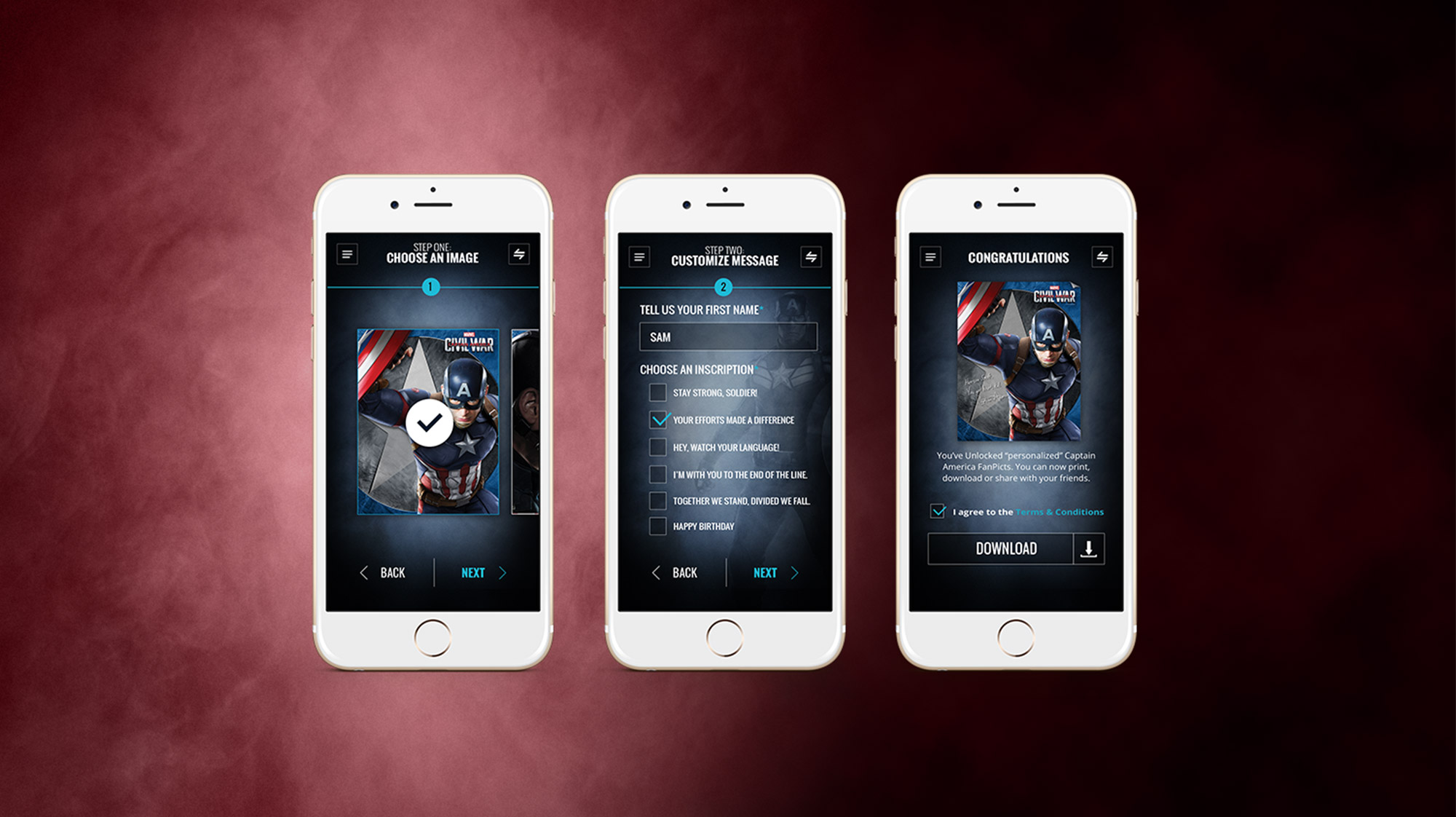 Disney Fankit mobile device responsive mockup