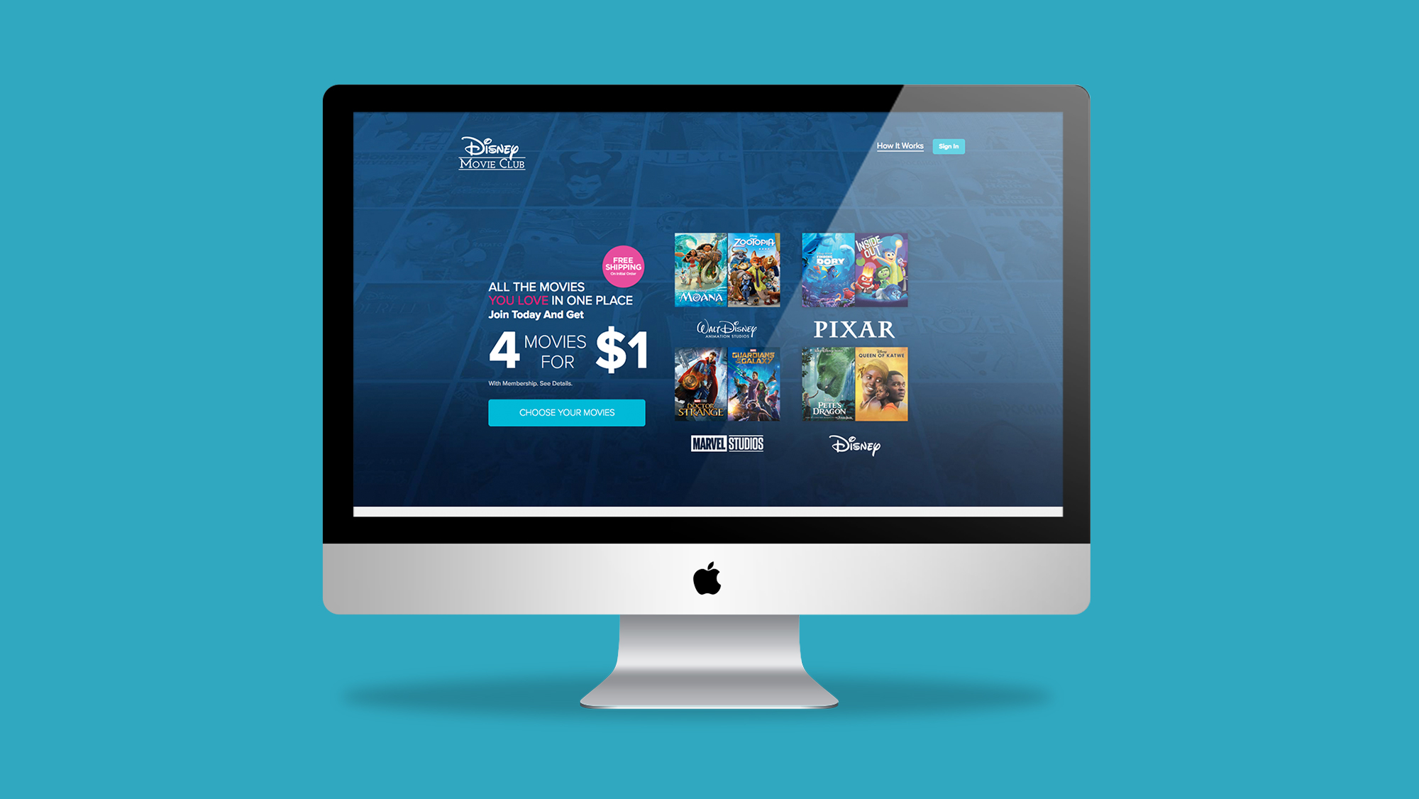 Disney Movie Club website mockup