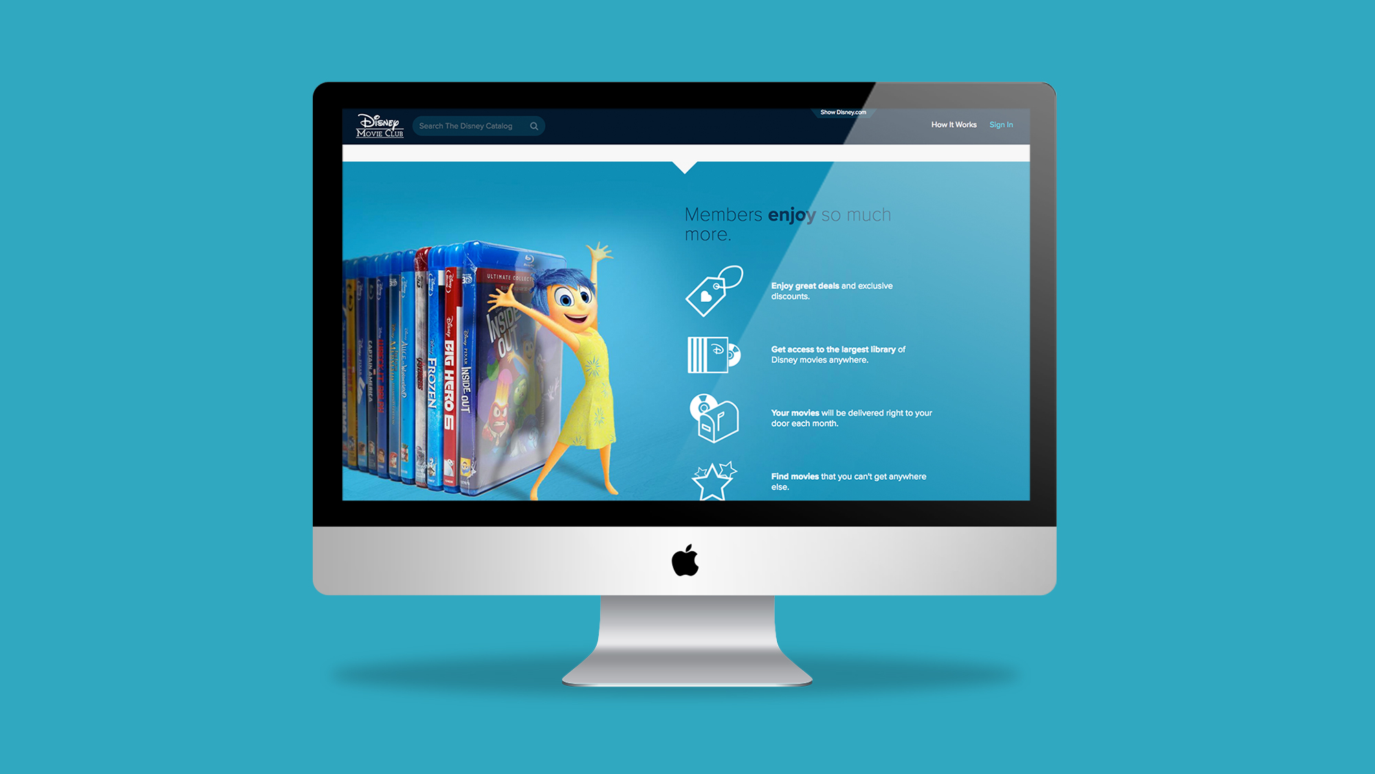 Disney Movie Club website mockup