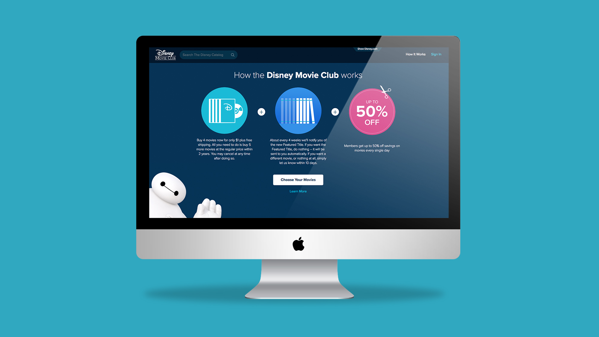 Disney Movie Club website mockup