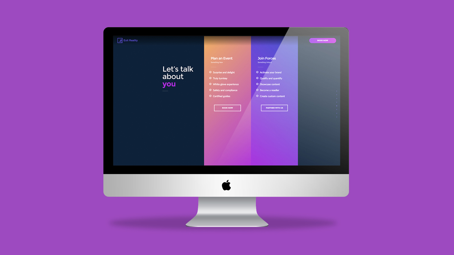 exit reality virtual reality website mockup