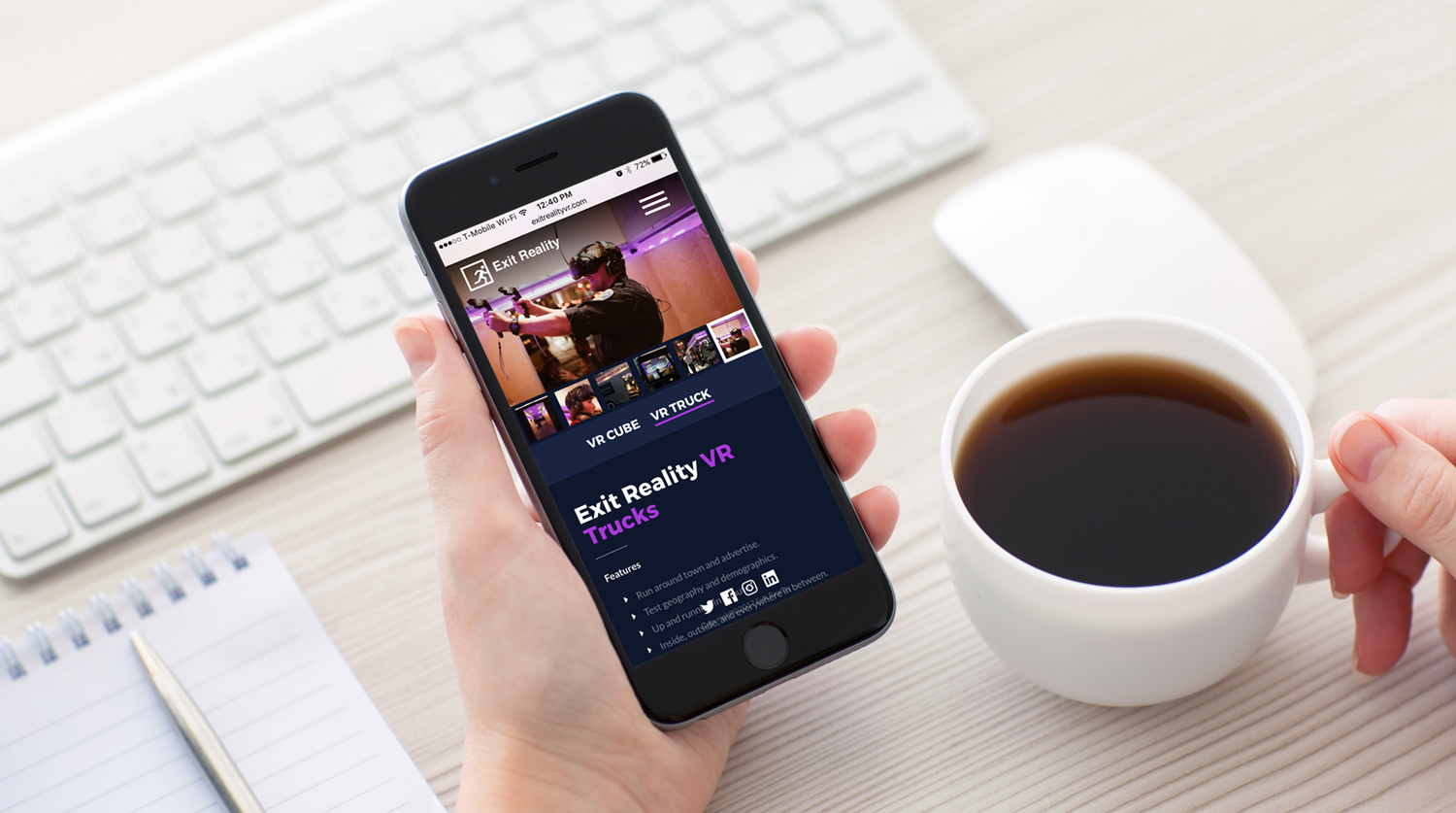exit reality virtual reality website mockup