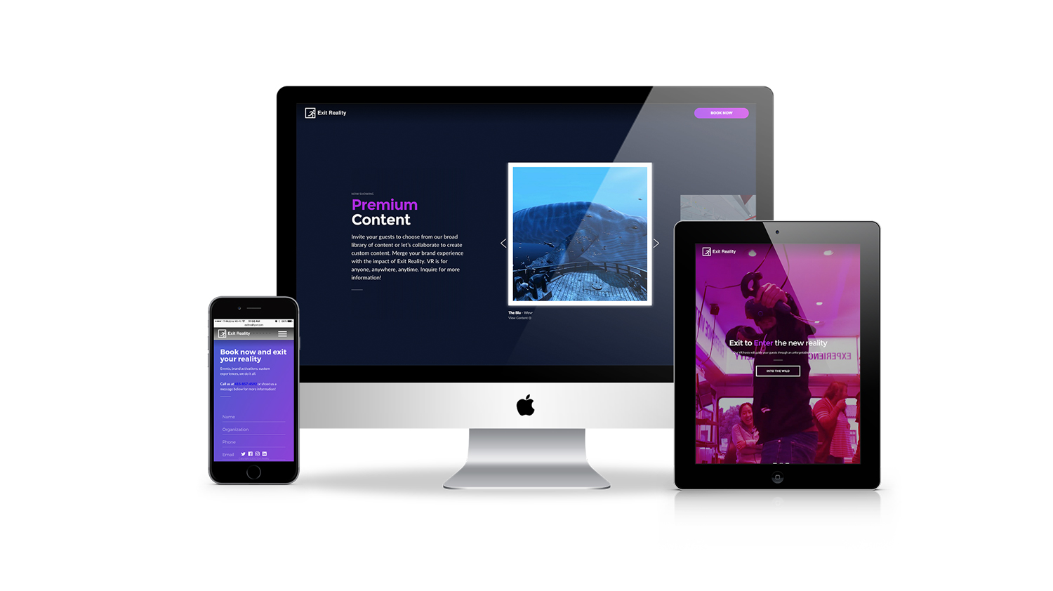 exit reality virtual reality website mockup