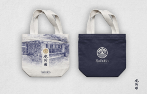 los angeles japanese garden tote bags